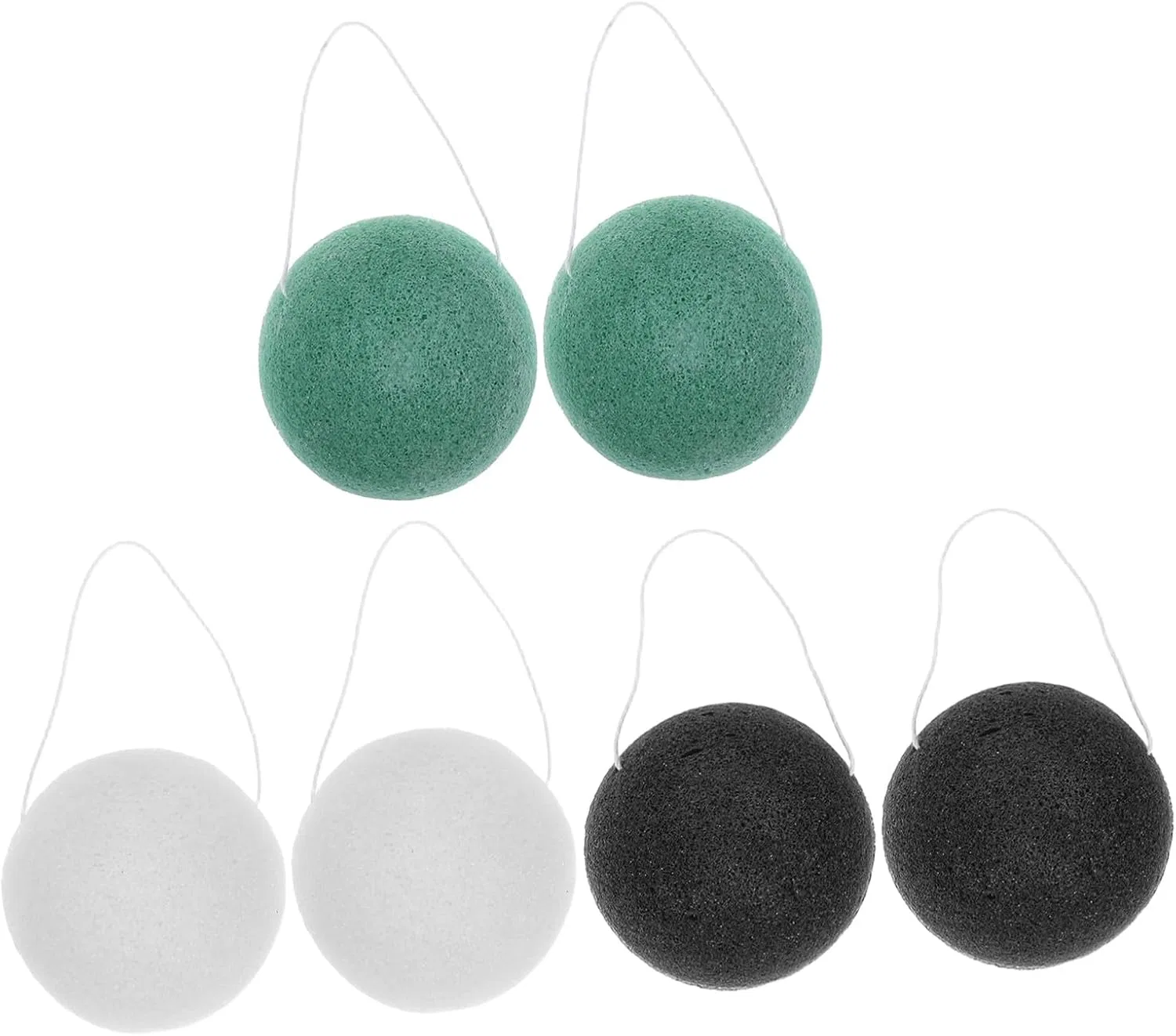 Набор спонжей для умывания STOBAZA, 6 шт, 7x7x3.5 см, Black, Green, White
