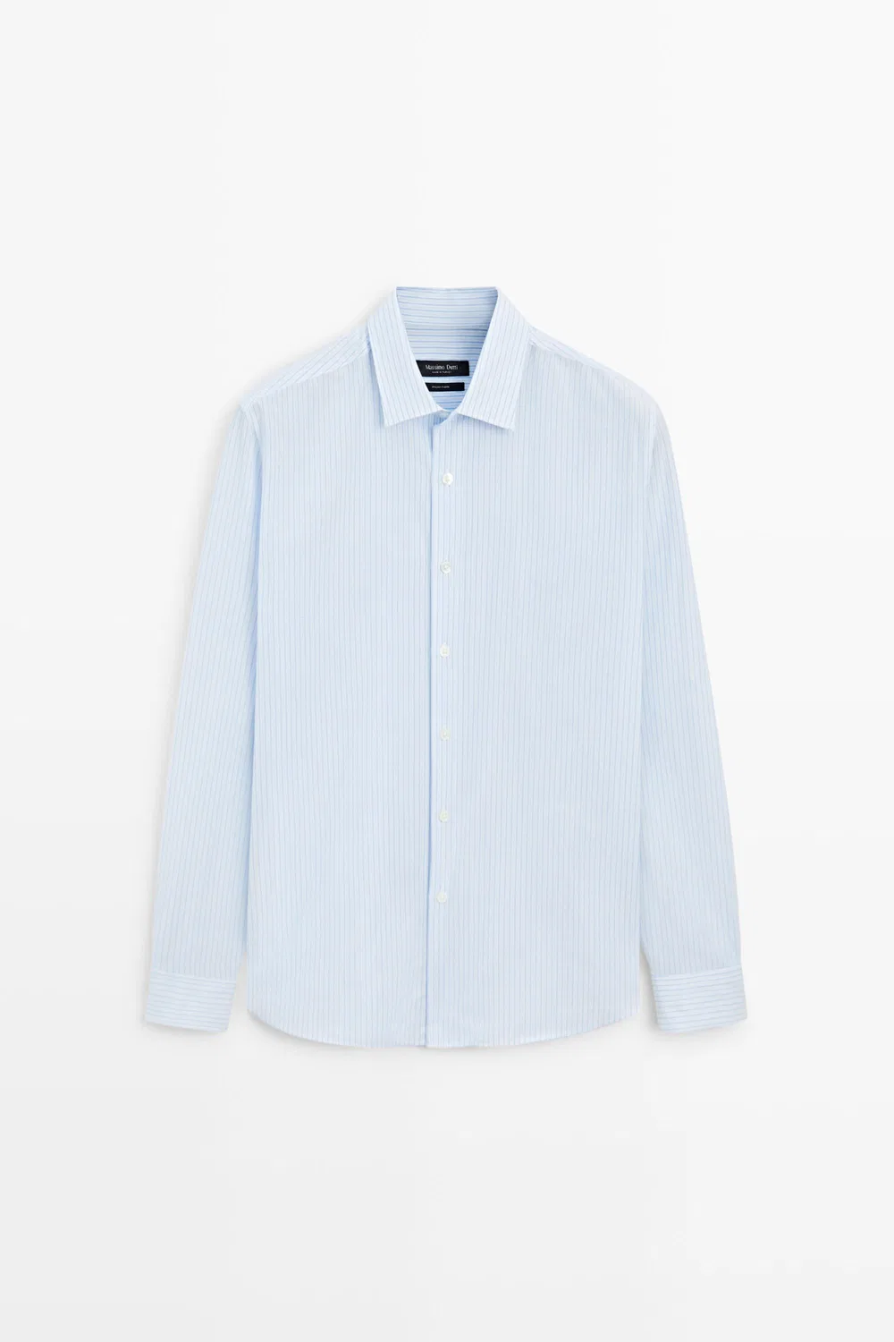 Рубашка Massimo Dutti 100% Cotton Regular Fit Striped, небесно-голубой — фото 2