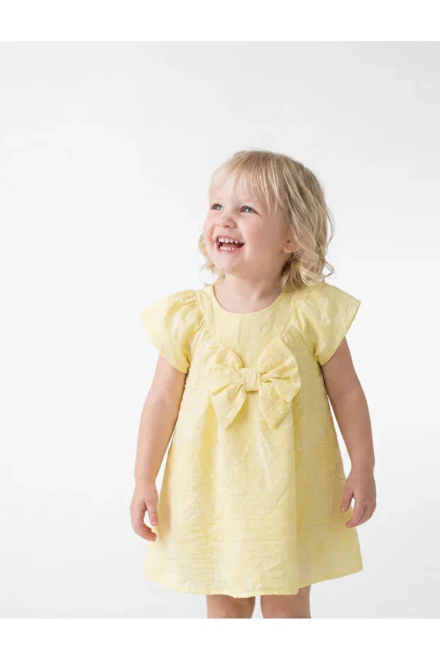 Детское платье-трапеция с коротким рукавом Koton, Yellow Patterned