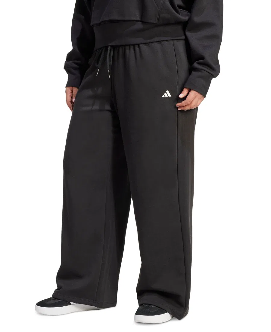 Спортивные брюки с флисом, mid-rise, с боковыми полосами adidas, Black