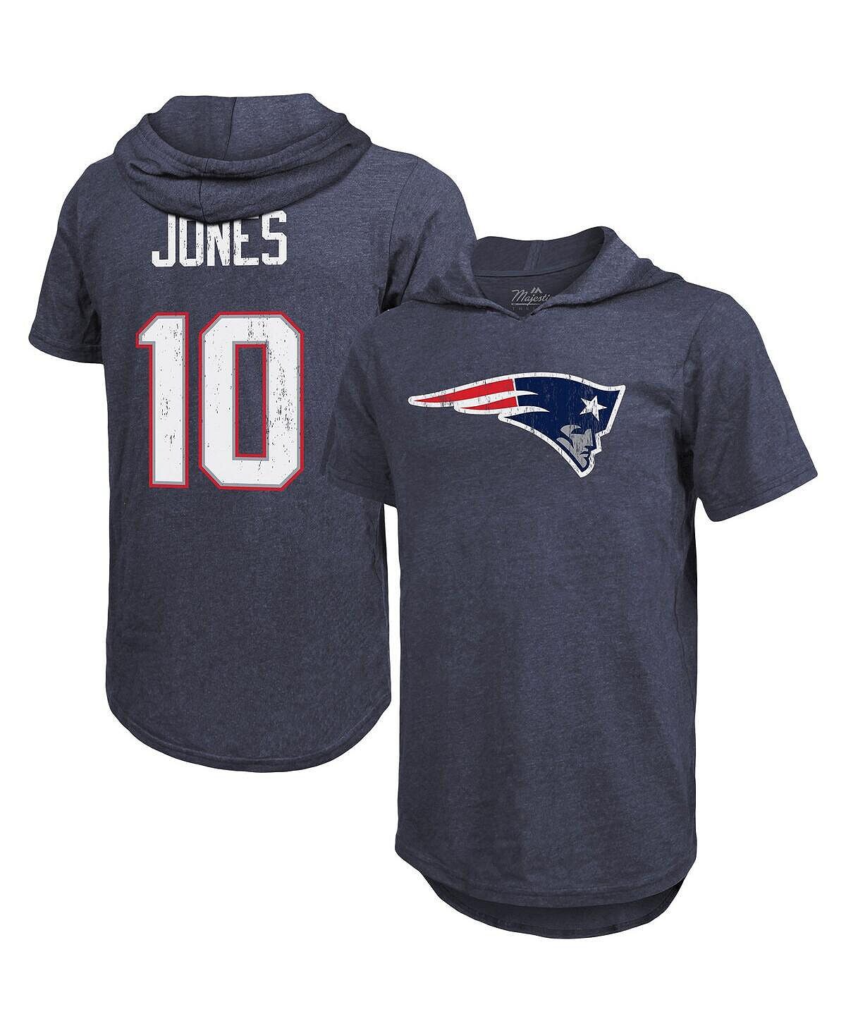 

Мужская футболка с капюшоном mac jones navy new england patriots с именем и номером игрока tri-blend hoodie Majestic, синий