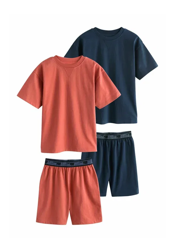 Комплект пижам из 2 штук, хлопок, Regular fit - shorts pyjamas 2 pack set, Next orange, синий/оранжевый