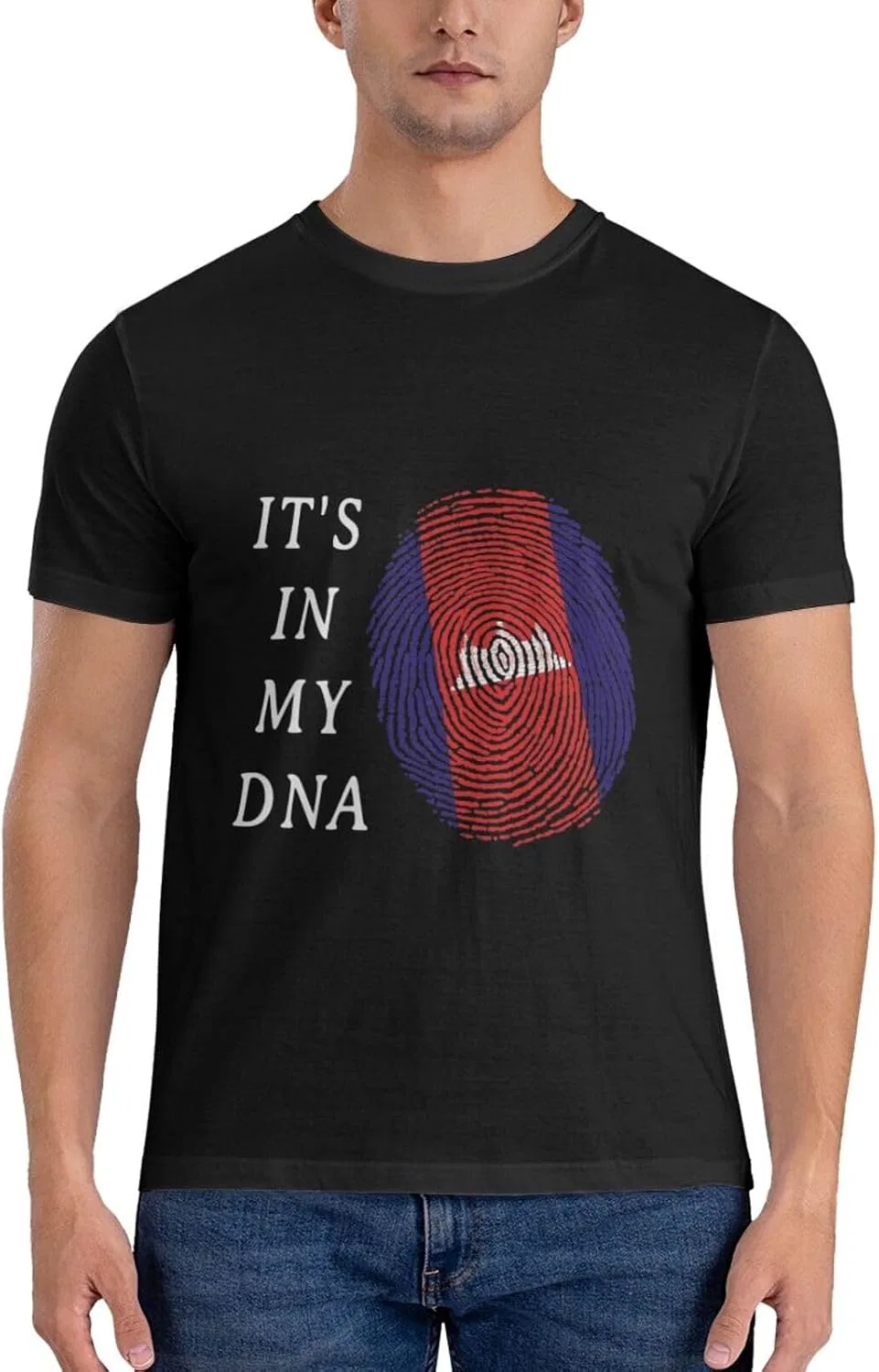 Мужская футболка с принтом It's in My Dna, Cotton, Regular Fit, Crew Neck, Short Sleeve, Black — фото 4