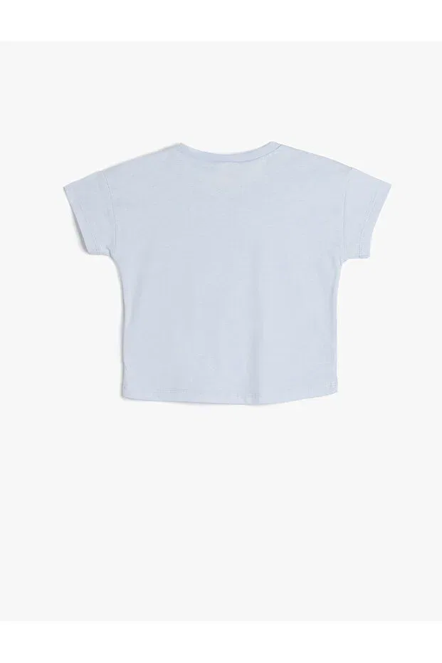 Детская футболка с принтом Cotton seahorse printed crew neck short sleeve t-shirt Koton, Blue — фото 2