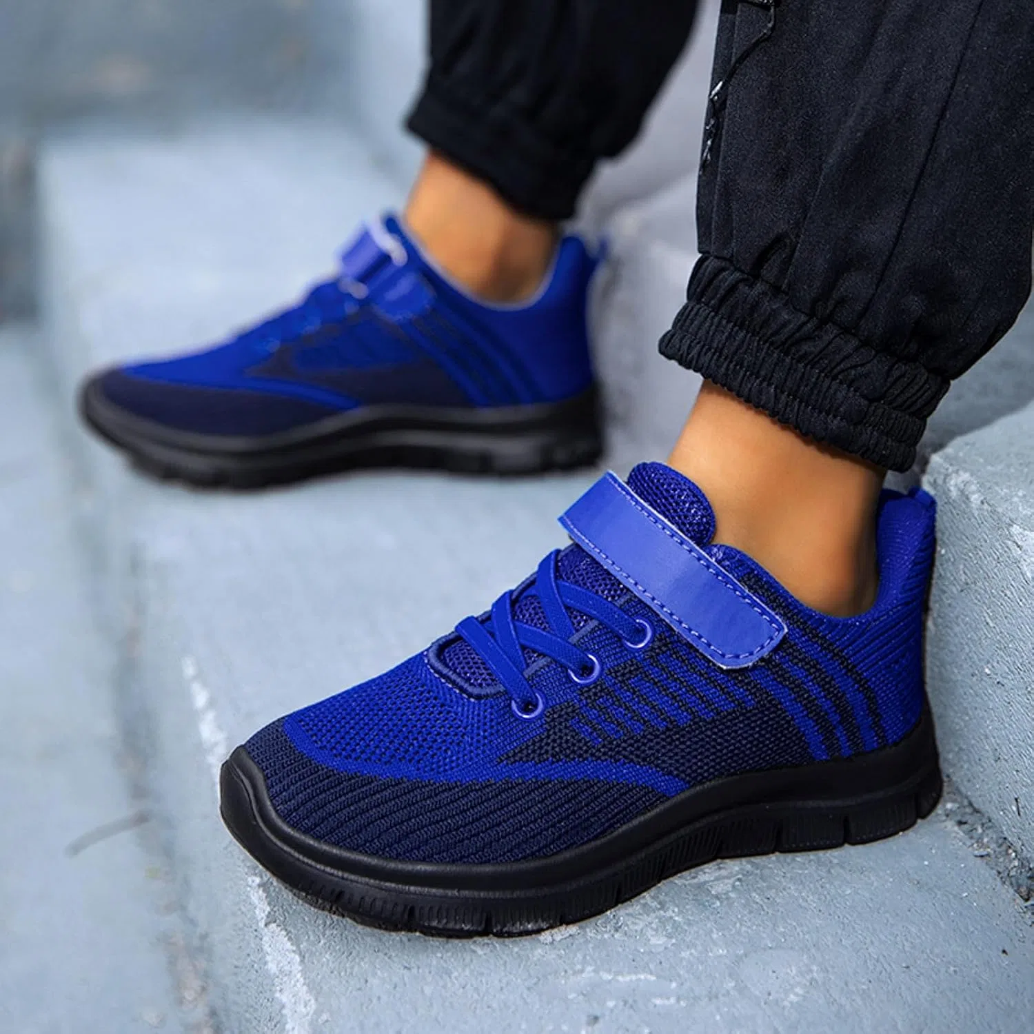 Детские кроссовки для девочек с принтом из дышащей сетки, Dark Blue — фото 3