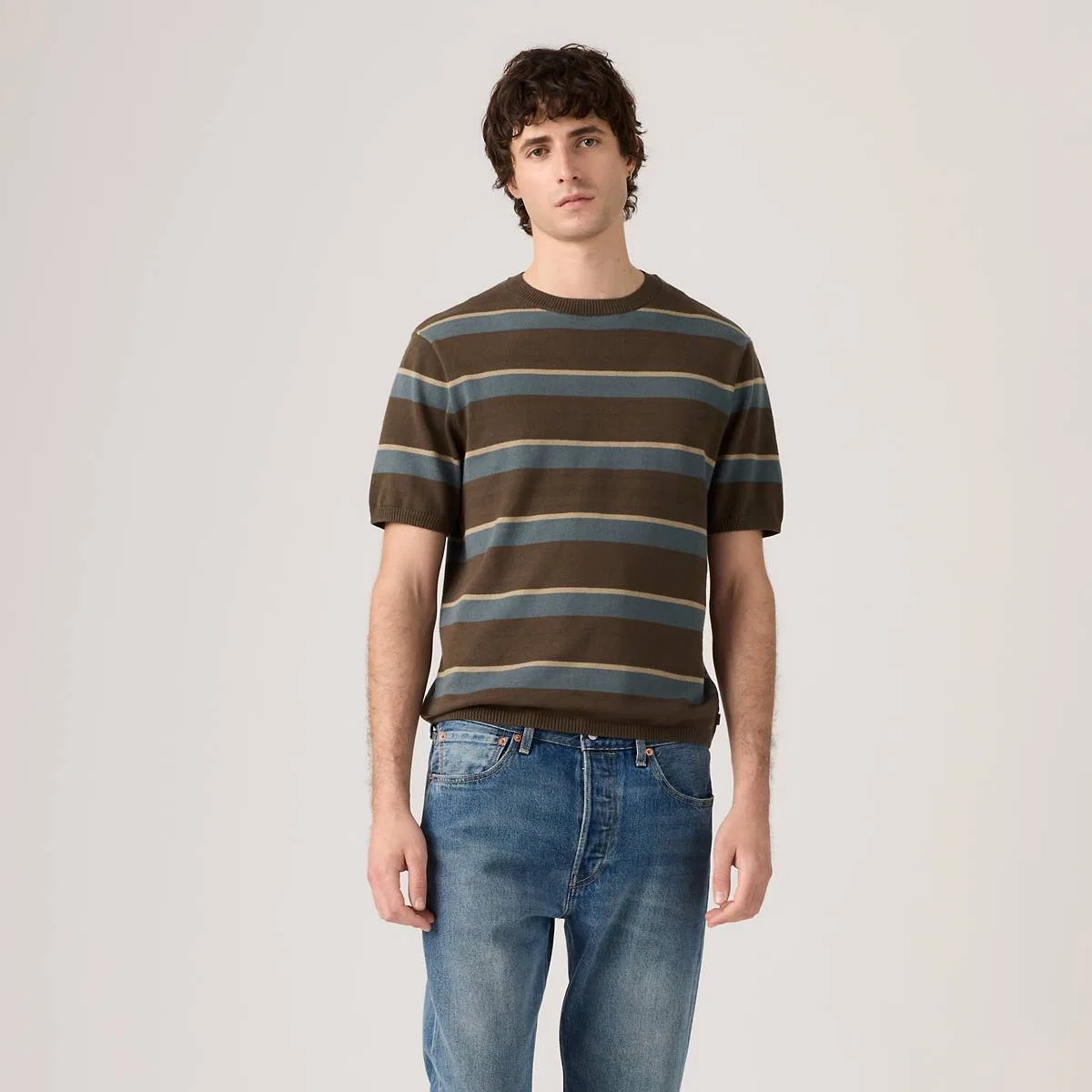 Свитер с коротким рукавом Levi's, Terrace Stripe Coffee - Brown — фото 3