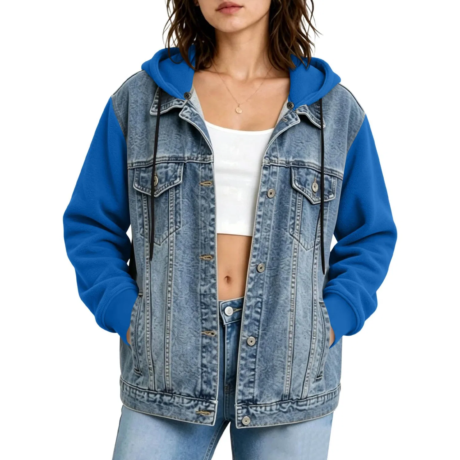 Женская джинсовая куртка UK Trucker с рваным эффектом, slim fit, Blu 1