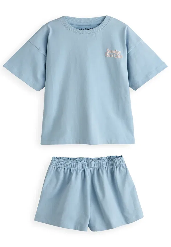 Пижамный комплект из 3 предметов, хлопок, Regular fit - short pyjamas 3 pack .set, Next, желтый, синий, Slogan — фото 4