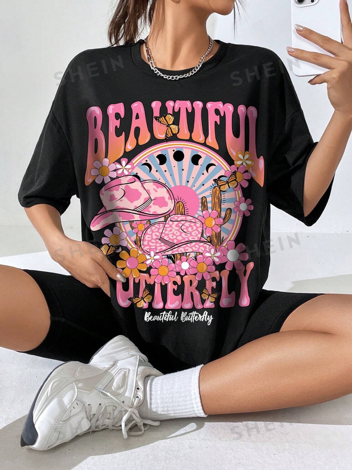

Футболка женская Shein Ezwear свободного кроя, черный