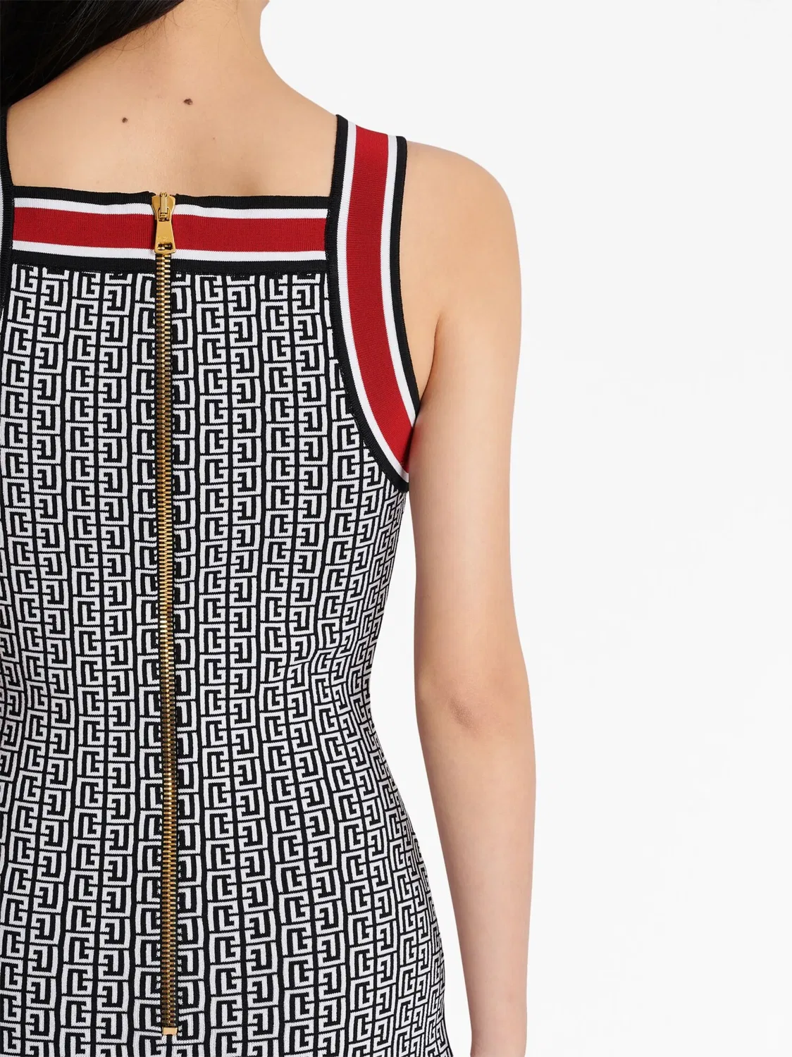Мини-платье с монограммой и украшением на пуговицах Balmain, красный — фото 2