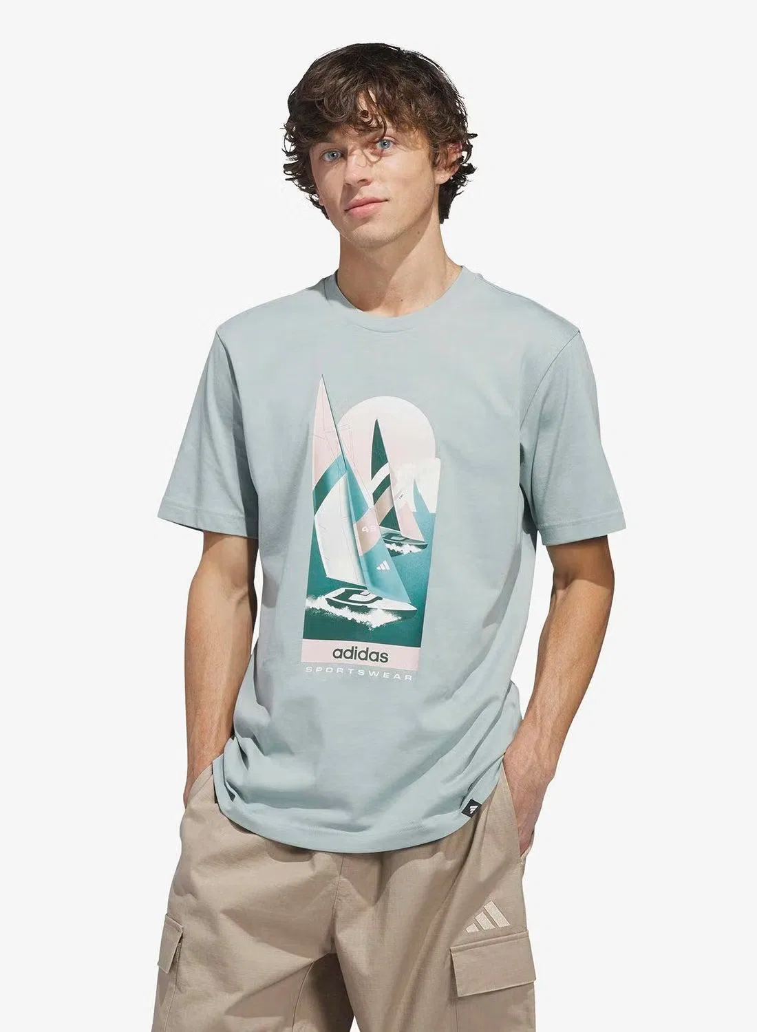 Футболка с принтом Summer Sailing Adidas, шалфейный