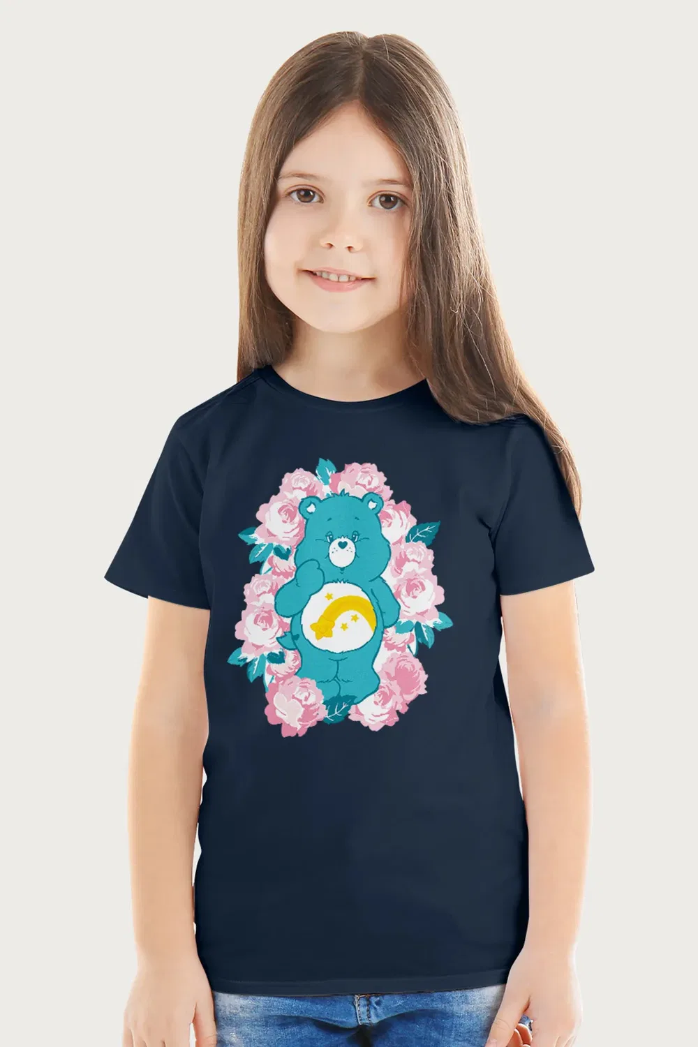 Футболка с принтом Wish Bear Pink Flowers Care Bears, Navy