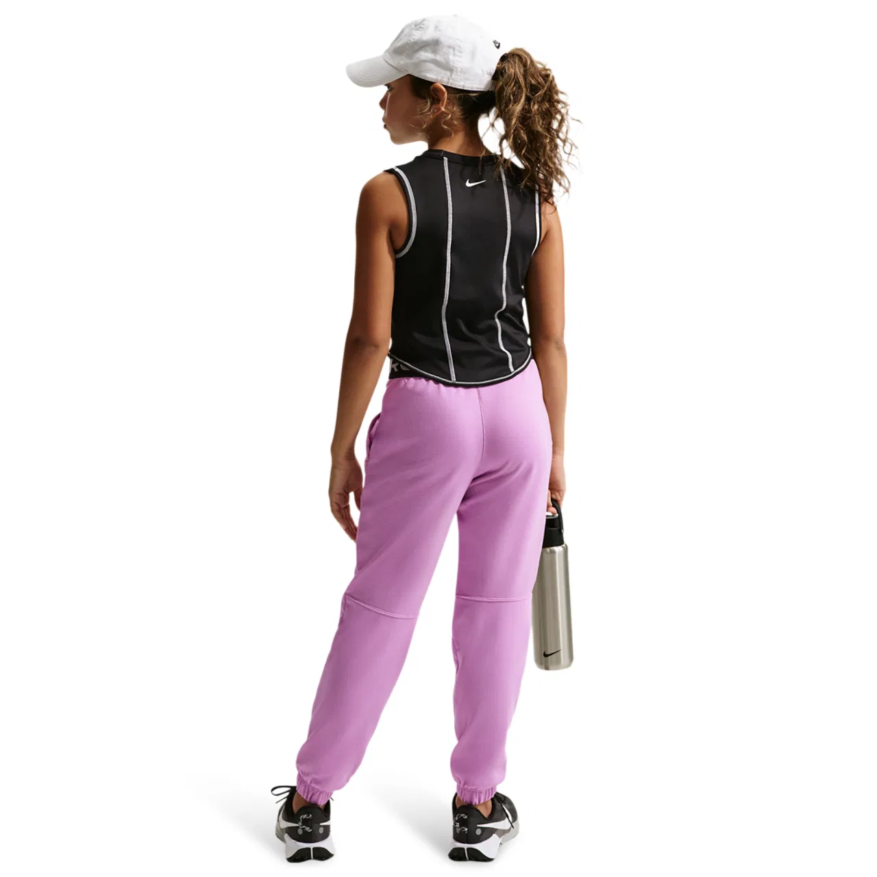 Брюки для мальчиков Dri-FIT Fleece Nike, цвет Black/Lt Magenta/Lt Magenta — фото 4