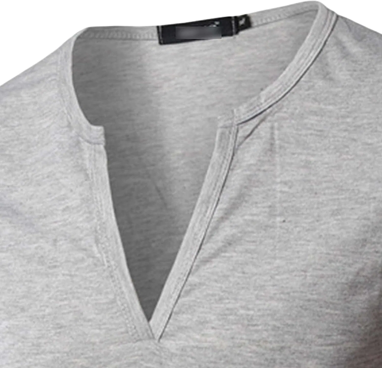 Мужская футболка с V-образным вырезом Henley из хлопка, Light Grey — фото 2