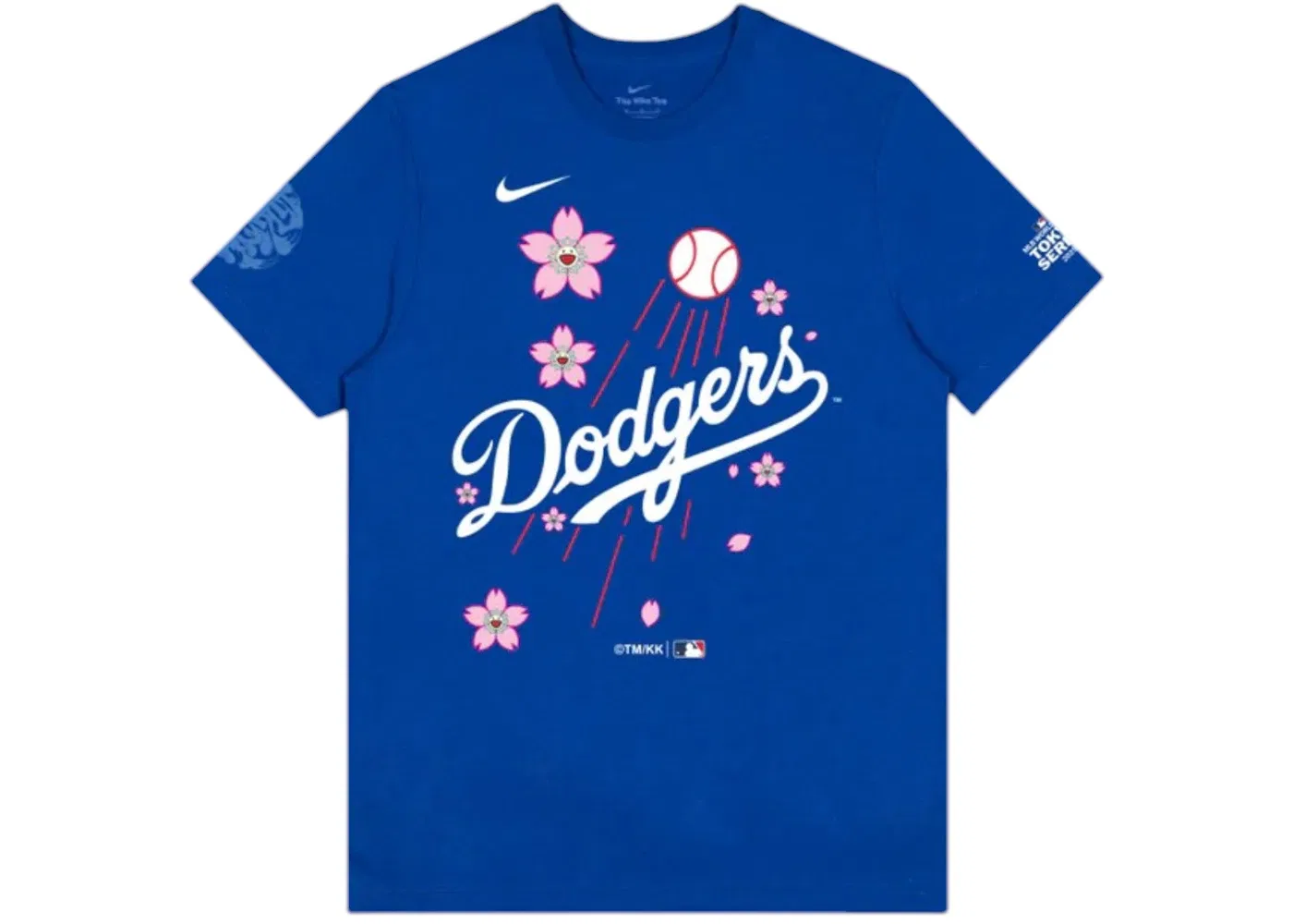 Мужская футболка с принтом Nike x Takashi Murakami x MLB World Tour Tokyo Series 2025 Dodgers Script S/S Tee, Blue
