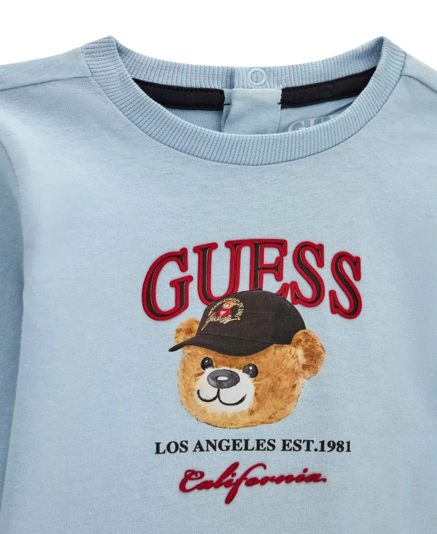 Комплект детский из лонгслива и джоггеров с принтом GUESS, Blue — фото 3