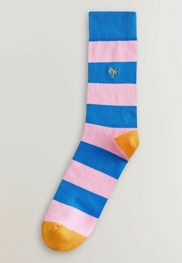 Носки в полоску Geometric pattern socks eight pack Next Striped, синий/зеленый/оранжевый — фото 2