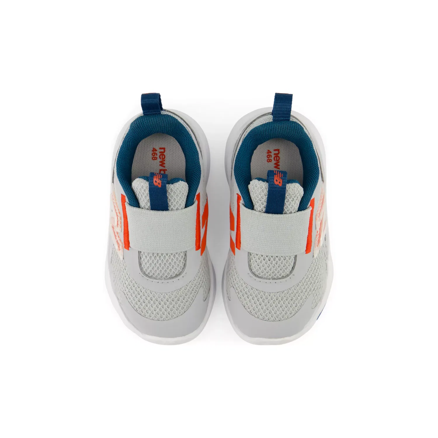 Детские кроссовки без шнуровки с дышащей сеткой 468 Slip On New Balance, Light Zinc Blue With Neo Flame And Streamsong — фото 4