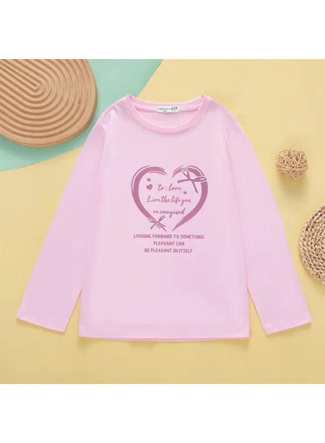 Футболка с длинным рукавом с принтом Jeanswest, розовый — фото 2