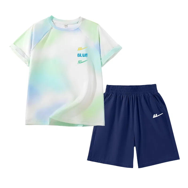 Детский спортивный комплект с принтом Blue Green/H Three Columns K-Navy Blue/H White Logo K WARRIOR