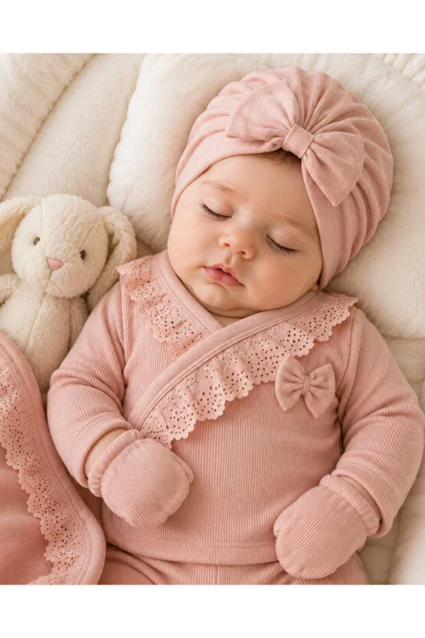 Детский комплект одежды для новорожденных девочек хлопковый Miapolixa, Rose Dry — фото 4