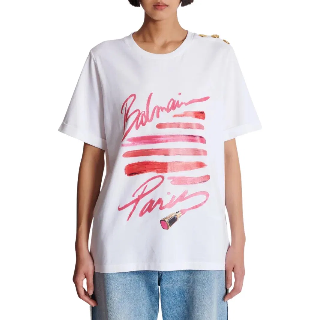 Женская футболка с принтом Balmain, White — фото 3