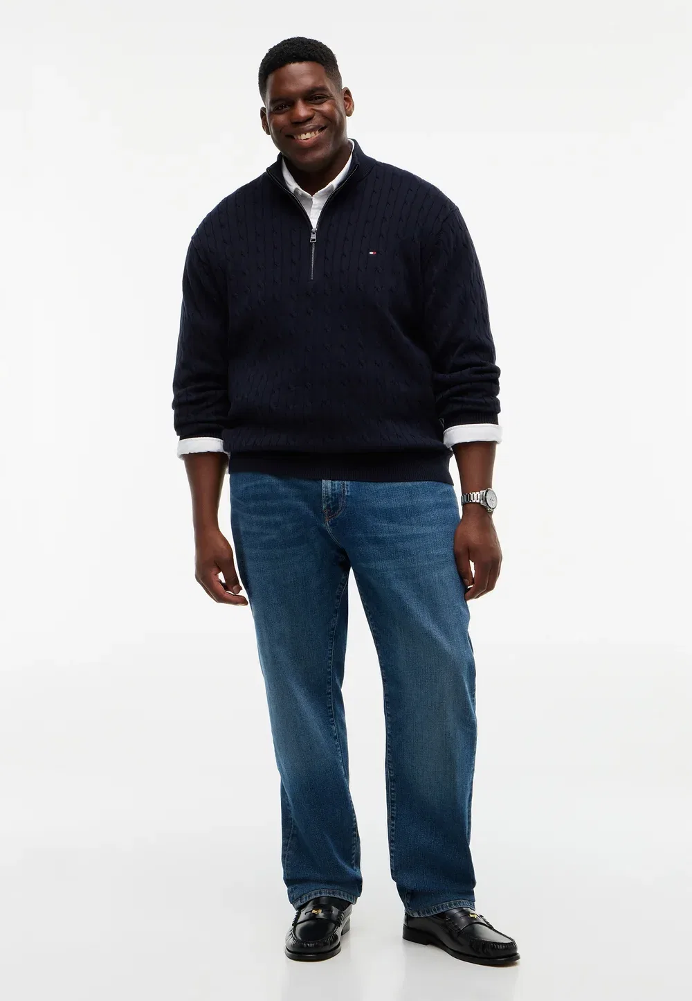 Классический кабельный жгут-имитация - джемпер Tommy Hilfiger, Navy Blue — фото 2