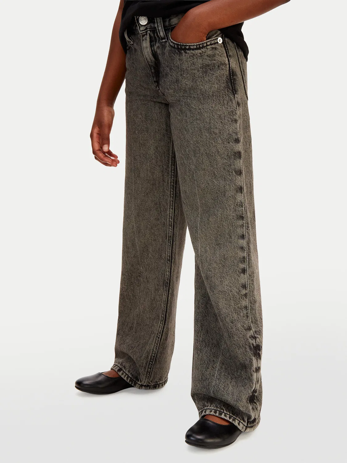 Джинсы с широкими штанинами для девочки Calvin Klein Jeans, серый