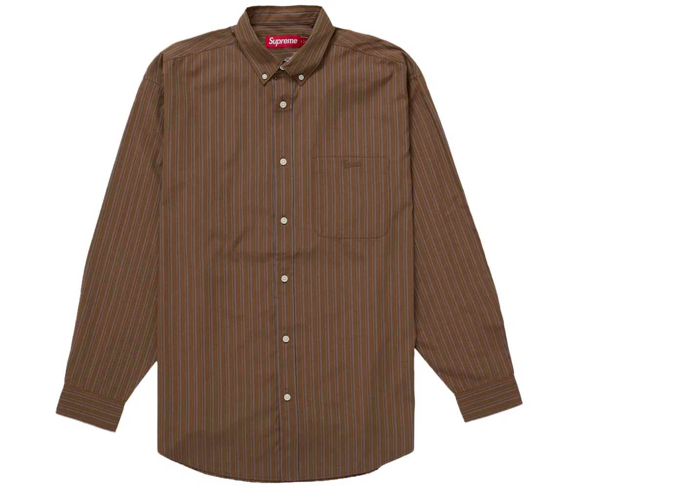 Мужская рубашка с принтом в полоску Supreme, Brown