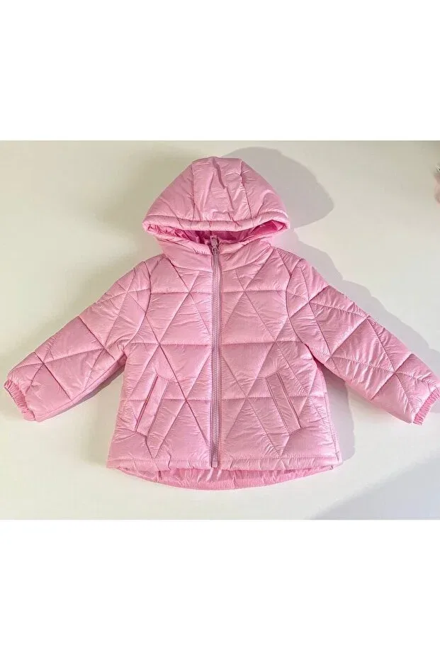 Детское пальто для девочек с капюшоном Midimod Gold, Pink — фото 3
