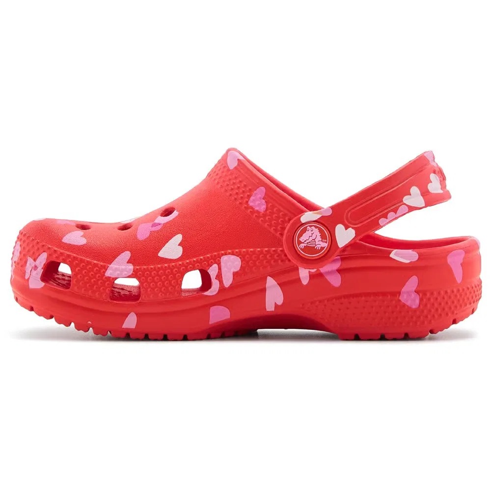 Детские классические сабо с графическим рисунком Crocs, Red/Pink Hearts — фото 3
