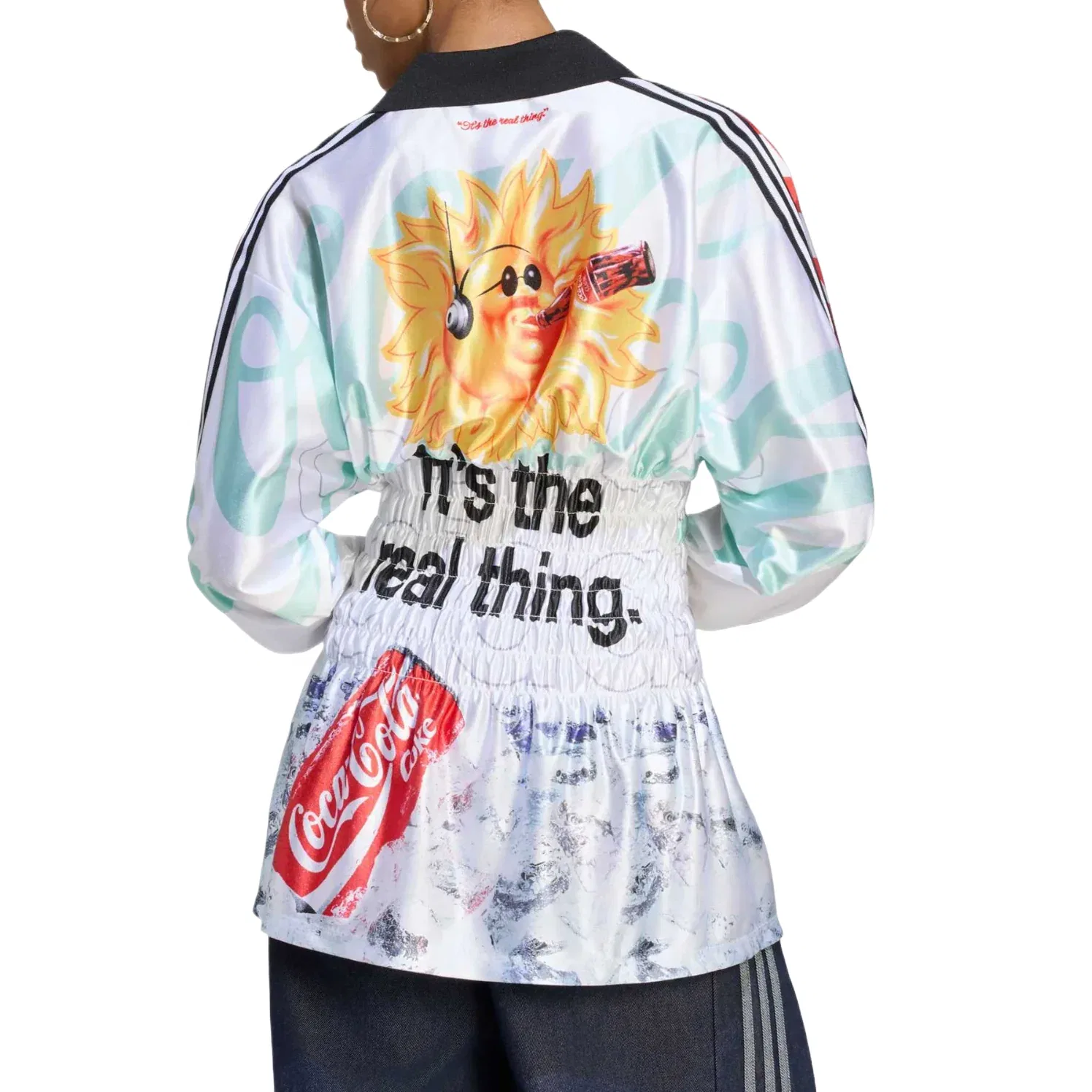 Женская футболка с принтом Adidas x Coca-Cola Mash Up Smocked Jersey, белый — фото 3