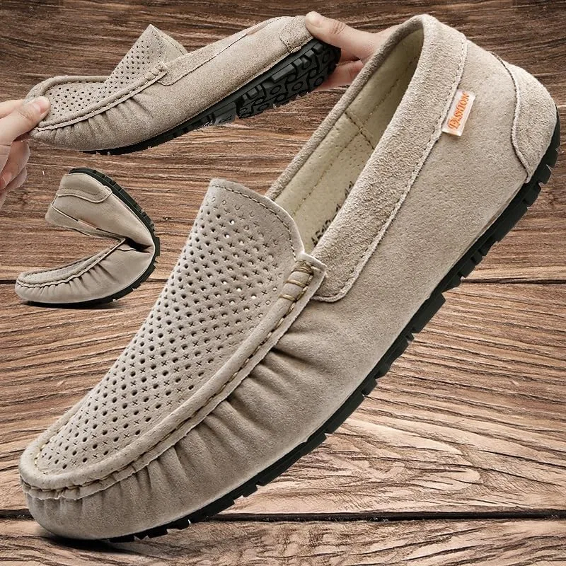 Мужские лоферы, дышащий замшевый верх, Slip-resistant, коричневый SayfuR — фото 2