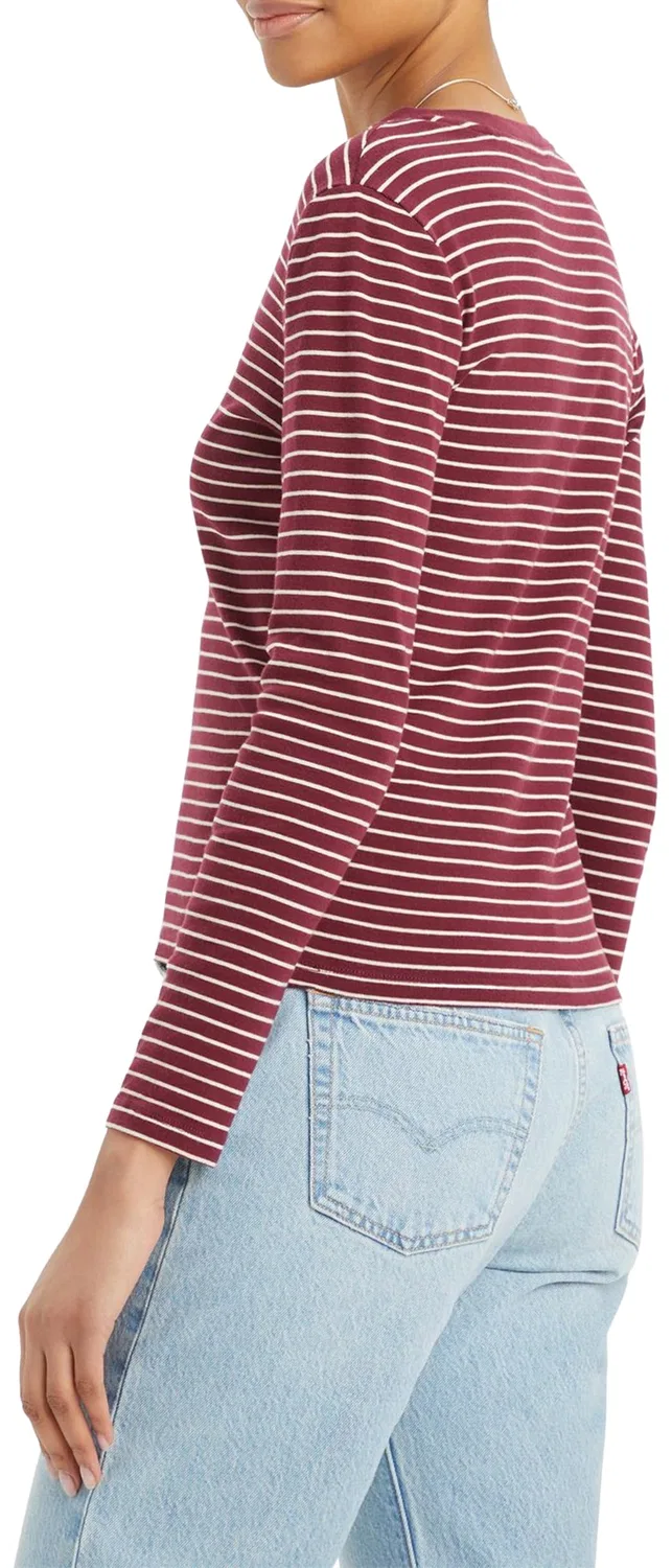 Женская футболка с длинным рукавом Essential Housemark Levi's, 2-Maury Stripe Burgundy — фото 2