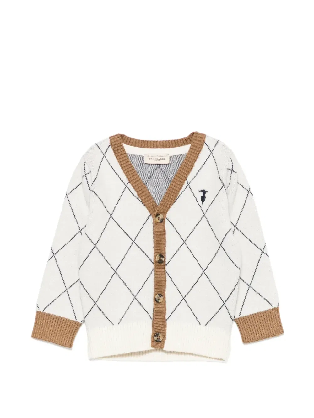 Кардиган с ромбовидным узором Trussardi Junior, белый