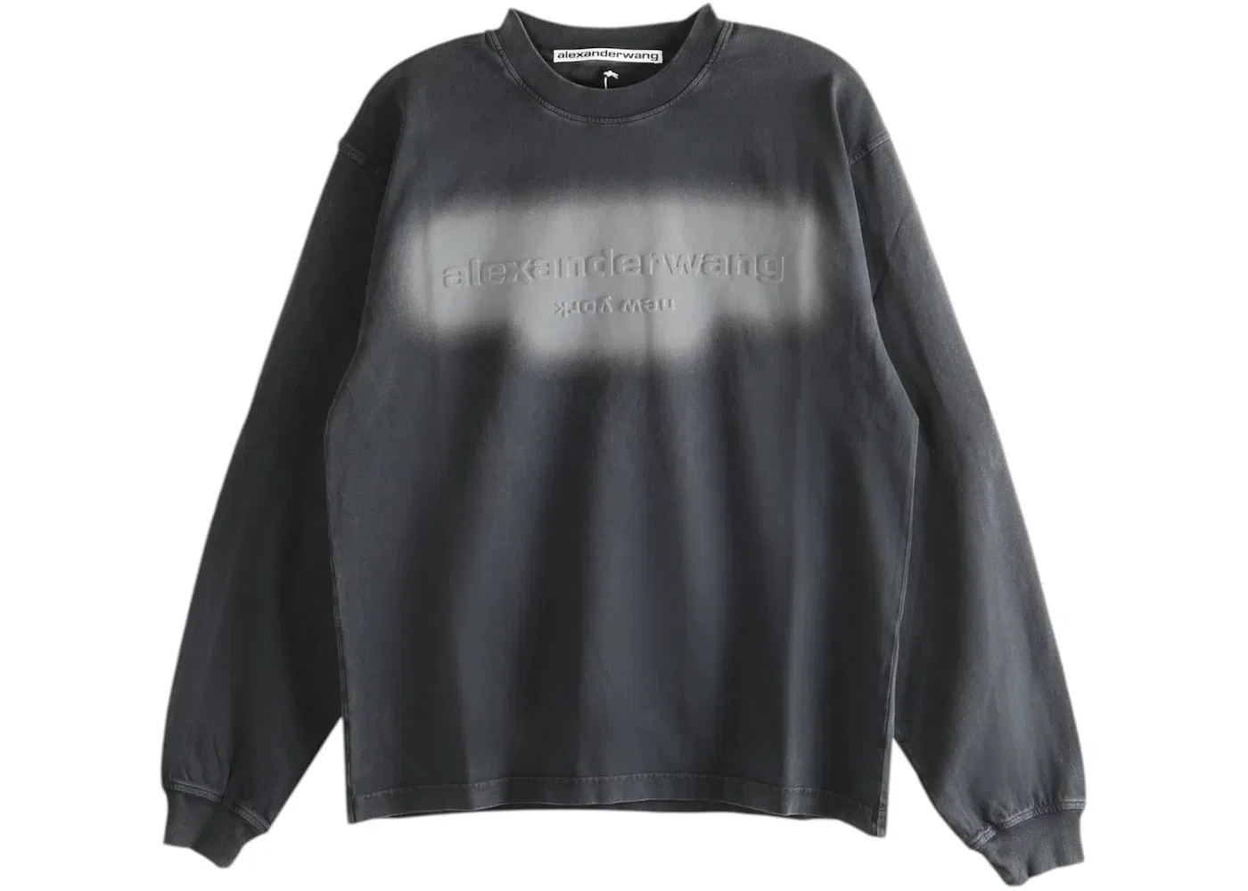 Унисекс футболка с длинным рукавом Emboss Logo Alexander Wang, Washed Black