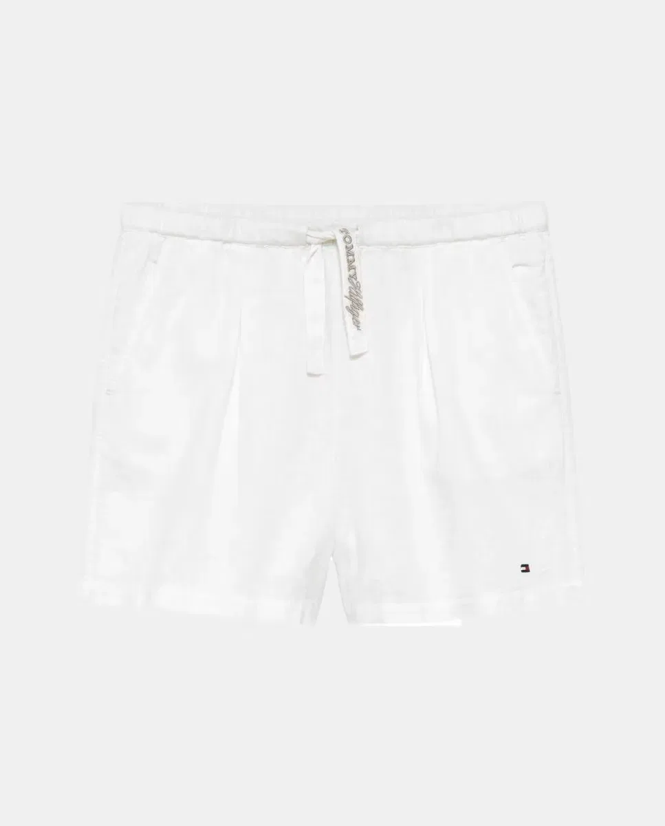 Детские шорты для девочек льняные с защипами Tommy Hilfiger, Blanco
