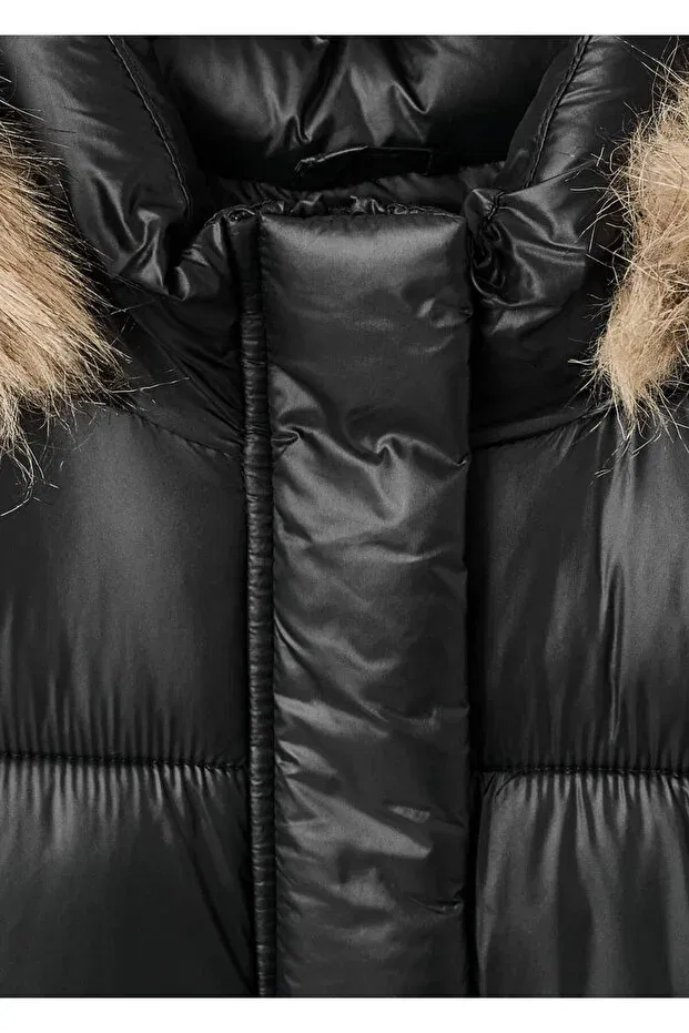 Детское пальто для девочек с длинным рукавом Mango Kids, Black — фото 4