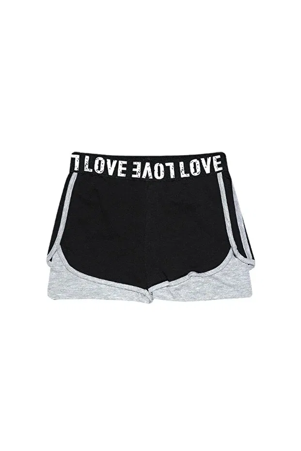 Детские шорты для девочек хлопковые Love Written Lovetti, Black + Gray