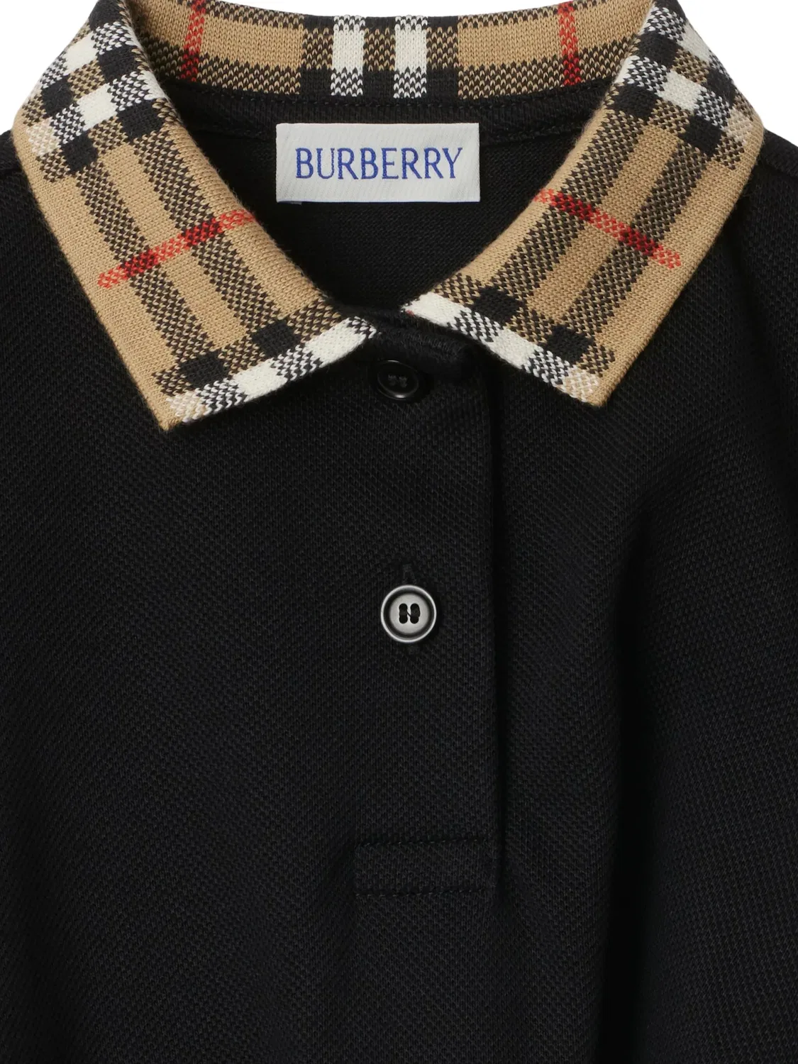 Платье с клетчатым воротником Burberry Kids, черный — фото 3
