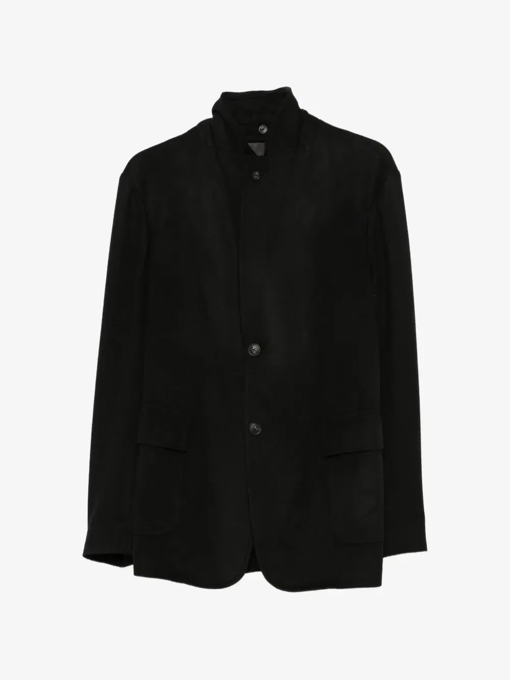 Однобортный пиджак с лацканами с вырезом EMPORIO ARMANI, черный