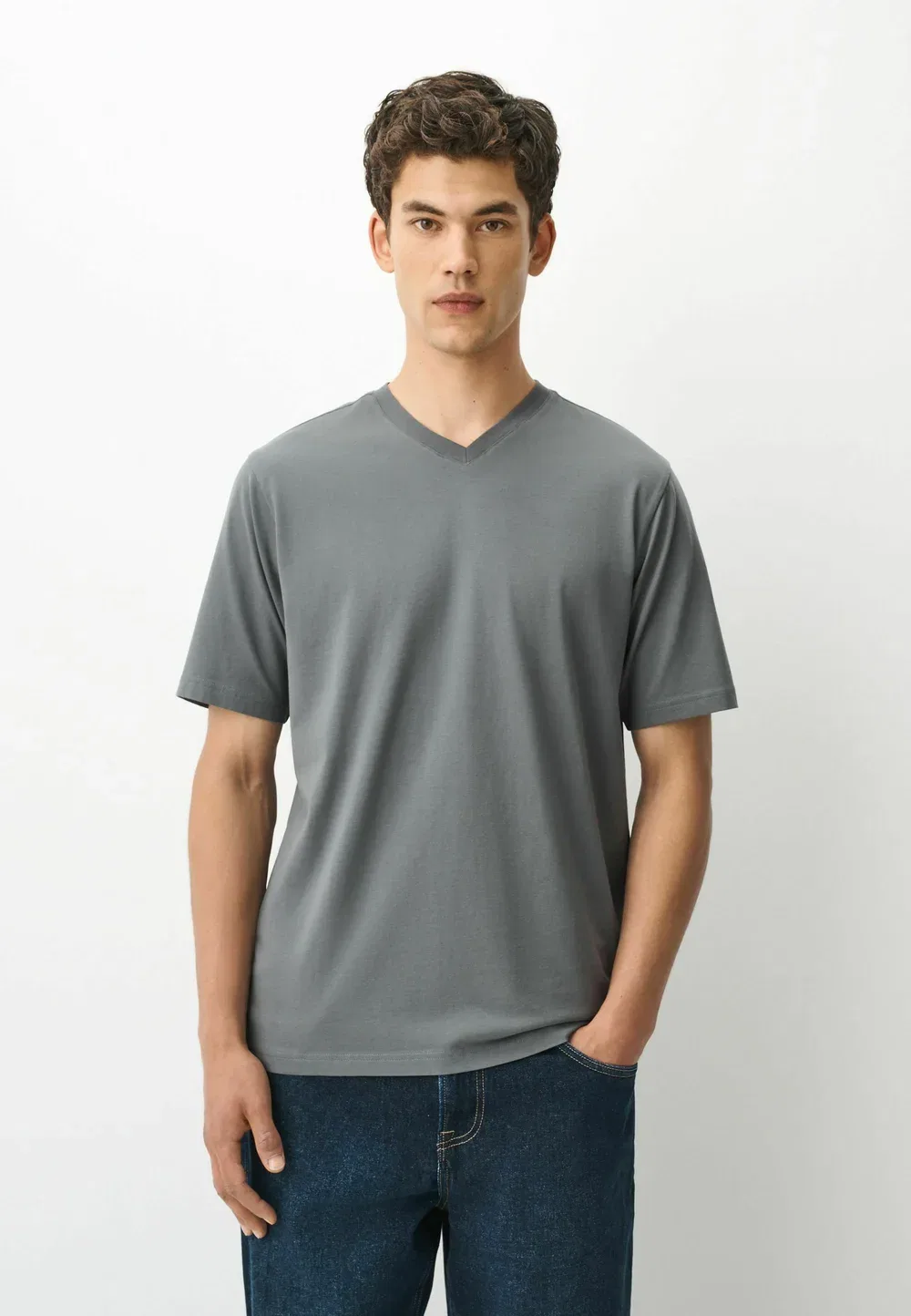 Футболка с V-образным вырезом - базовая футболка Next, New Charcoal Grey
