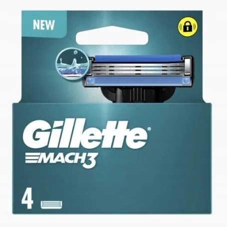 Набор сменных лезвий для бритвы Mach 3, 4 шт, Gillette, Color