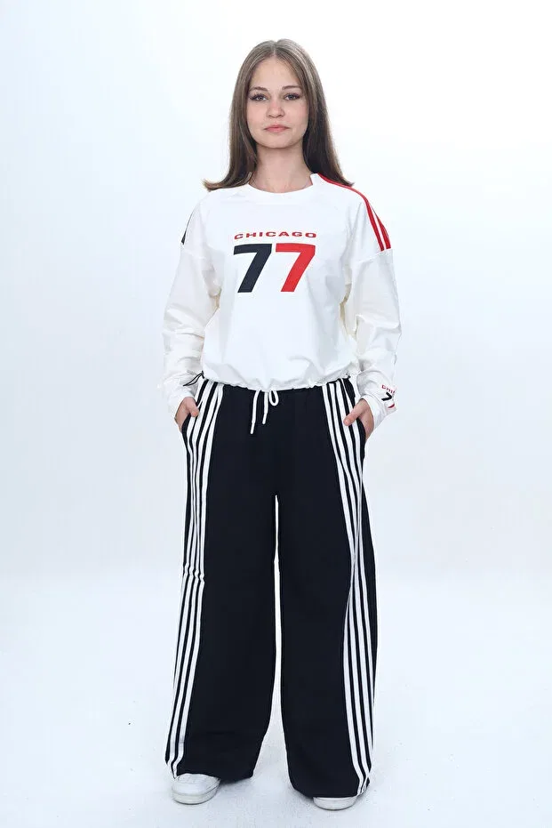 Детский комплект из свитшота и широких брюк Oversized Piece Joui Co, Black And White