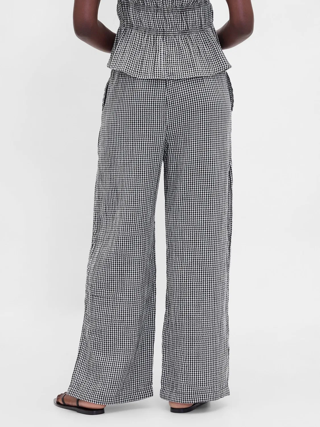 Брюки свободного кроя Gap Black Check, хлопок — фото 2