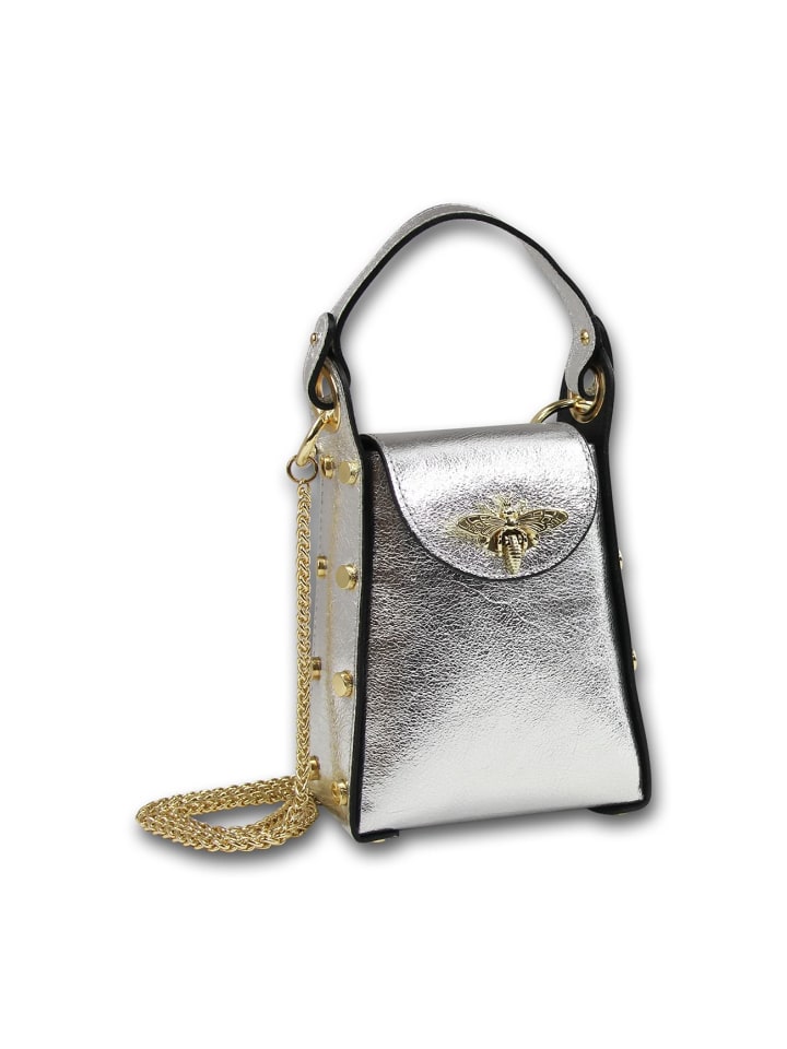 

Кожаная сумка через плечо Toscanto, серебристый металлик, примерно 13 см Toscanto