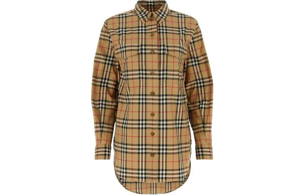 Рубашка Burberry, мужская, бежево-желтый, клетчатая — фото 3