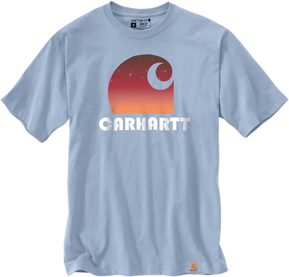 

Мужская свободная футболка Carhartt Heavyweight с коротким рукавом и принтом C, Fog Blue, Синий, Мужская свободная футболка Carhartt Heavyweight с коротким рукавом и принтом C, Fog Blue