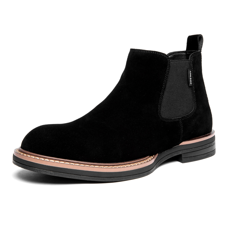 JOSINY Челси ботинки мужские черные с подкладкой из черного флиса, цвет Black (Fleece-Lined) — фото 2
