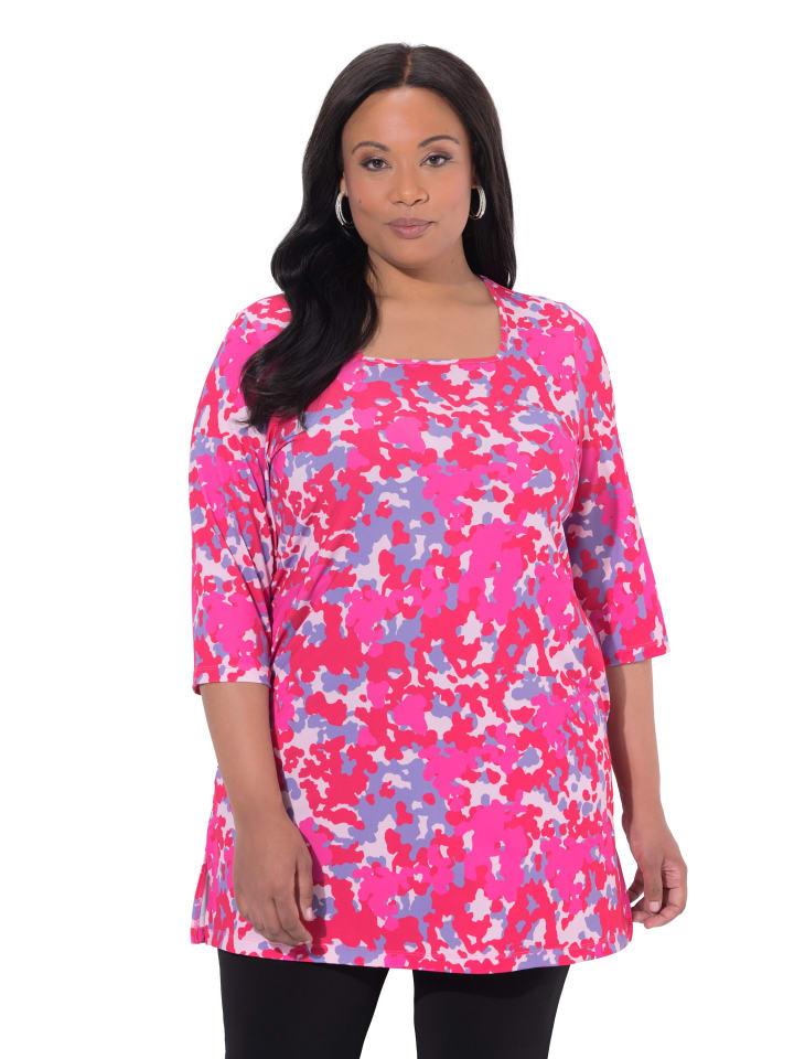 

Ulla Popken Длинная футболка розового цвета, Розовый, Ulla Popken Длинная футболка розового цвета